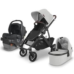 UPPAbaby VISTA V2 Stroller - ANTHONY  (white & grey chenille/carbon/chestnut leather) + MESA V2 Infant Car Seat - JAKE (charcoal)