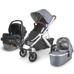 UPPAbaby VISTA V2 Stroller - GREGORY (Blue melange/silver/saddle leather)+ MESA V2 Infant Car Seat - JAKE (charcoal)